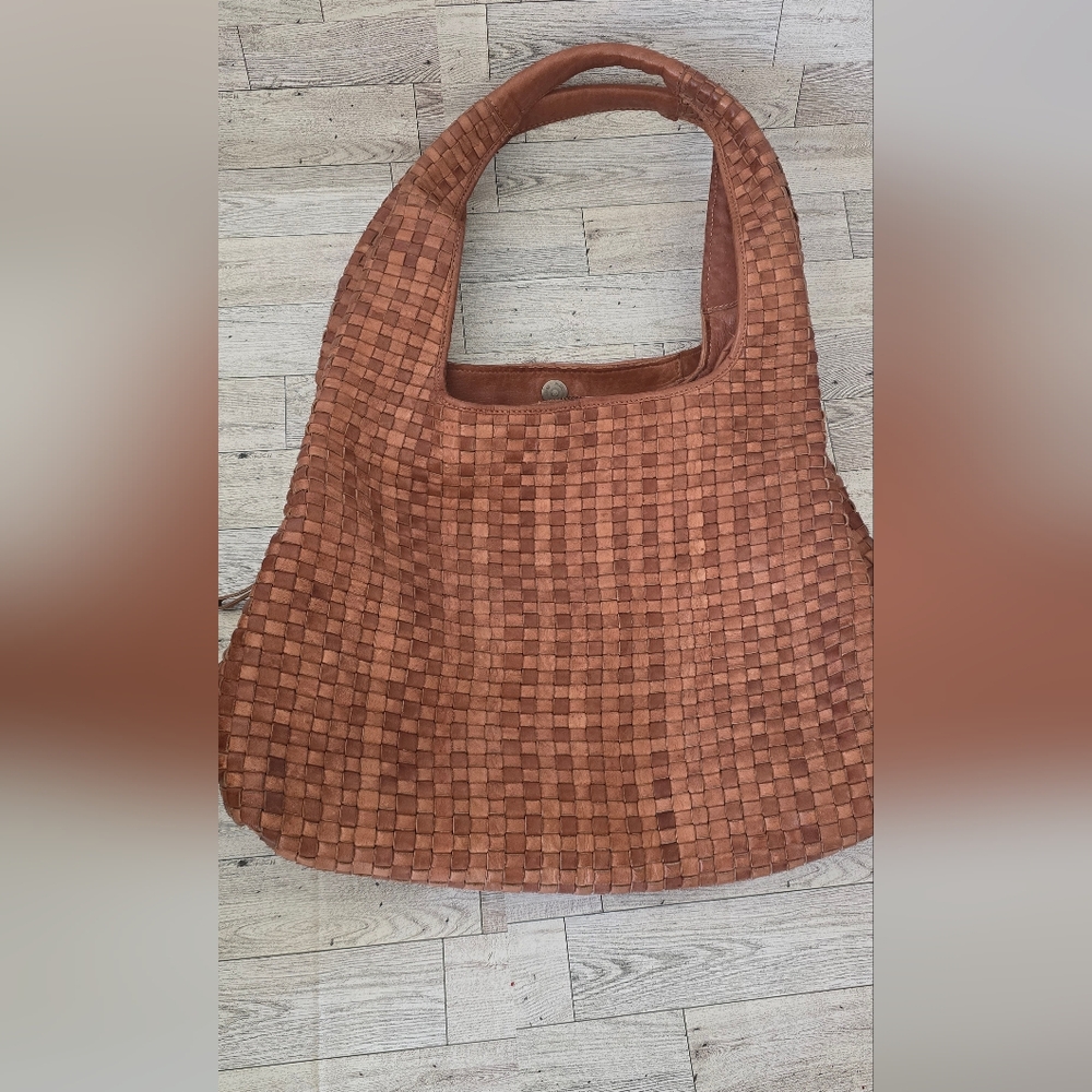 Handcrafted In India- Vintage Look Woven Leather Tote, Shoulder Bag, Handbag